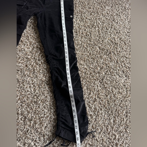 Y2K Younique Black Corduroy Ruched Tie Cargo Pants Size 5 Low Rise Fine Wale 90s - Picture 13 of 13